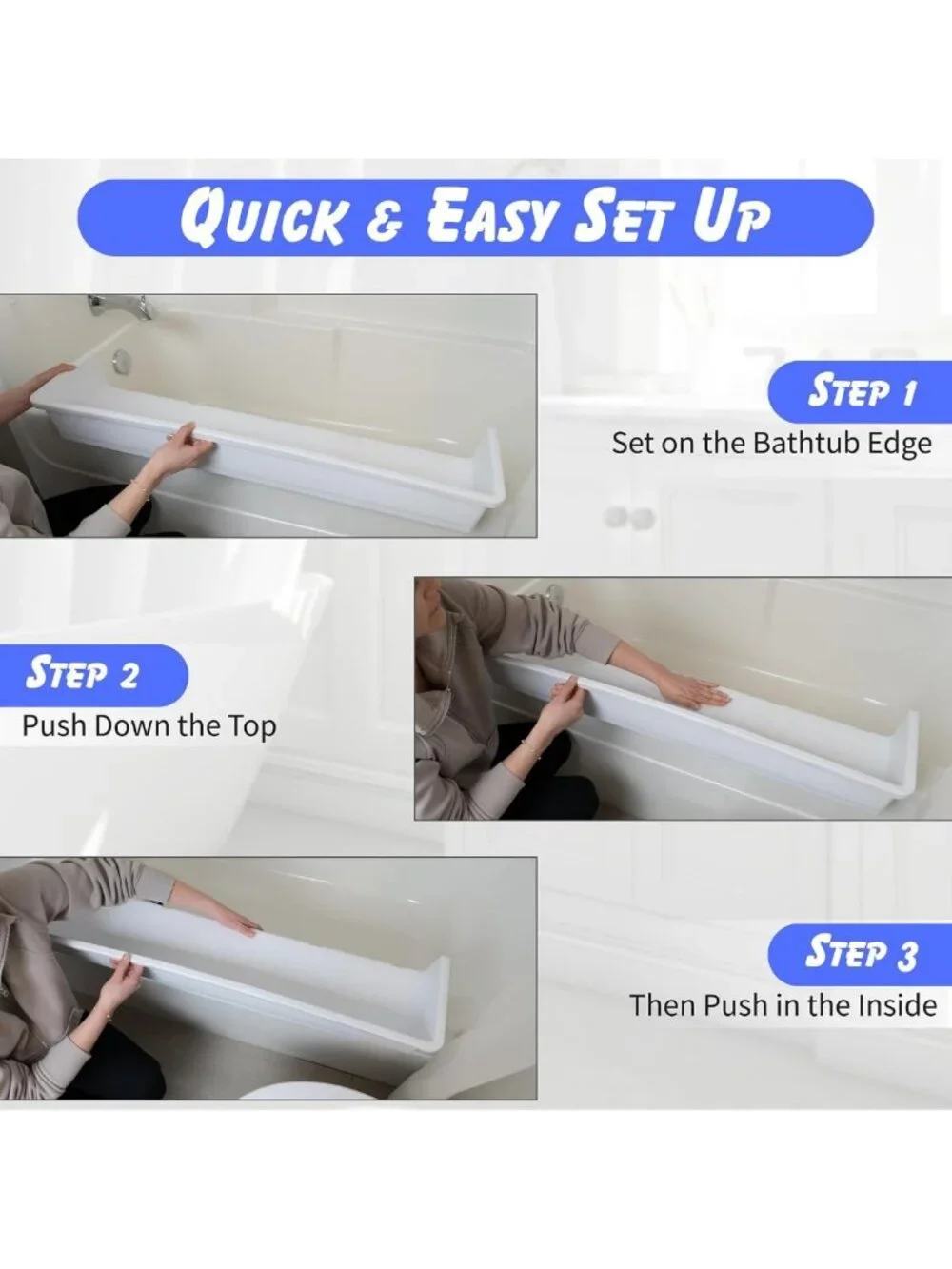 Kids Bath Splash Guard & Toy Tray - Waterproof Toddler Bath Organizer